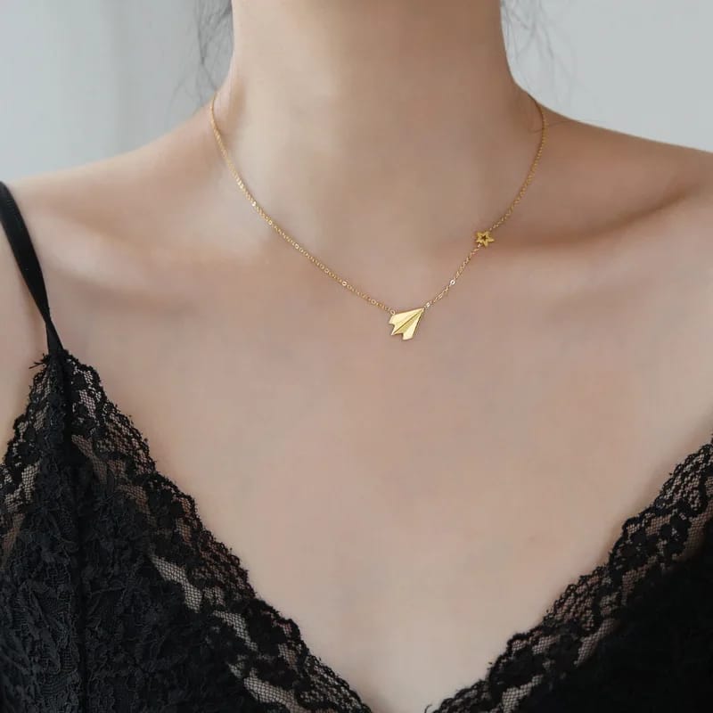 Paper Plane & Star Necklace