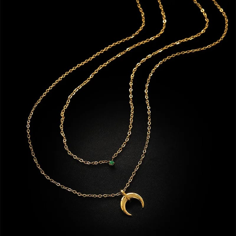 Crescent Moon Layered Necklace