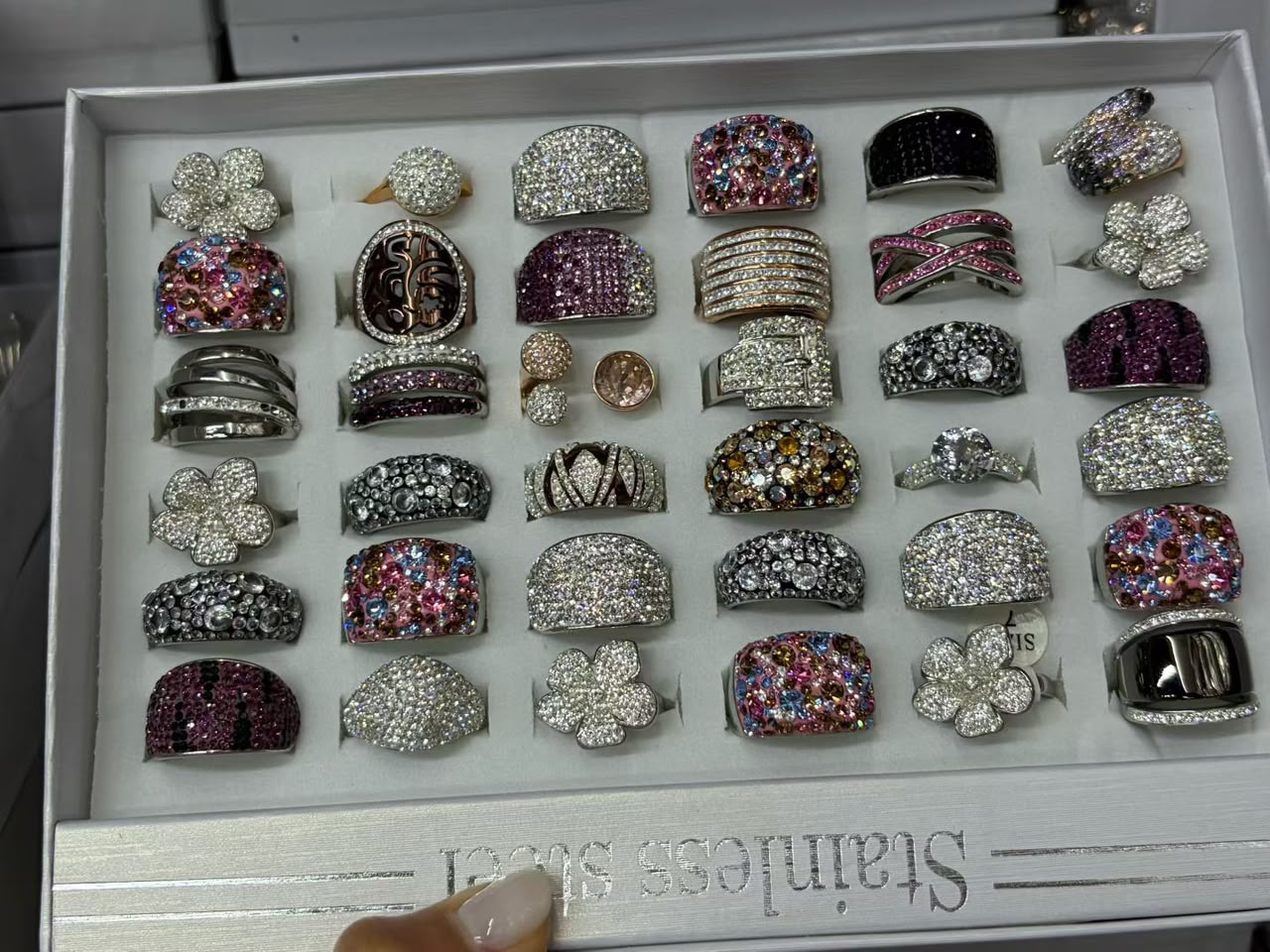 Pavé Floral Crystal Ring