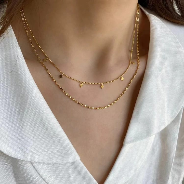 Diamond Charm Layered Chain