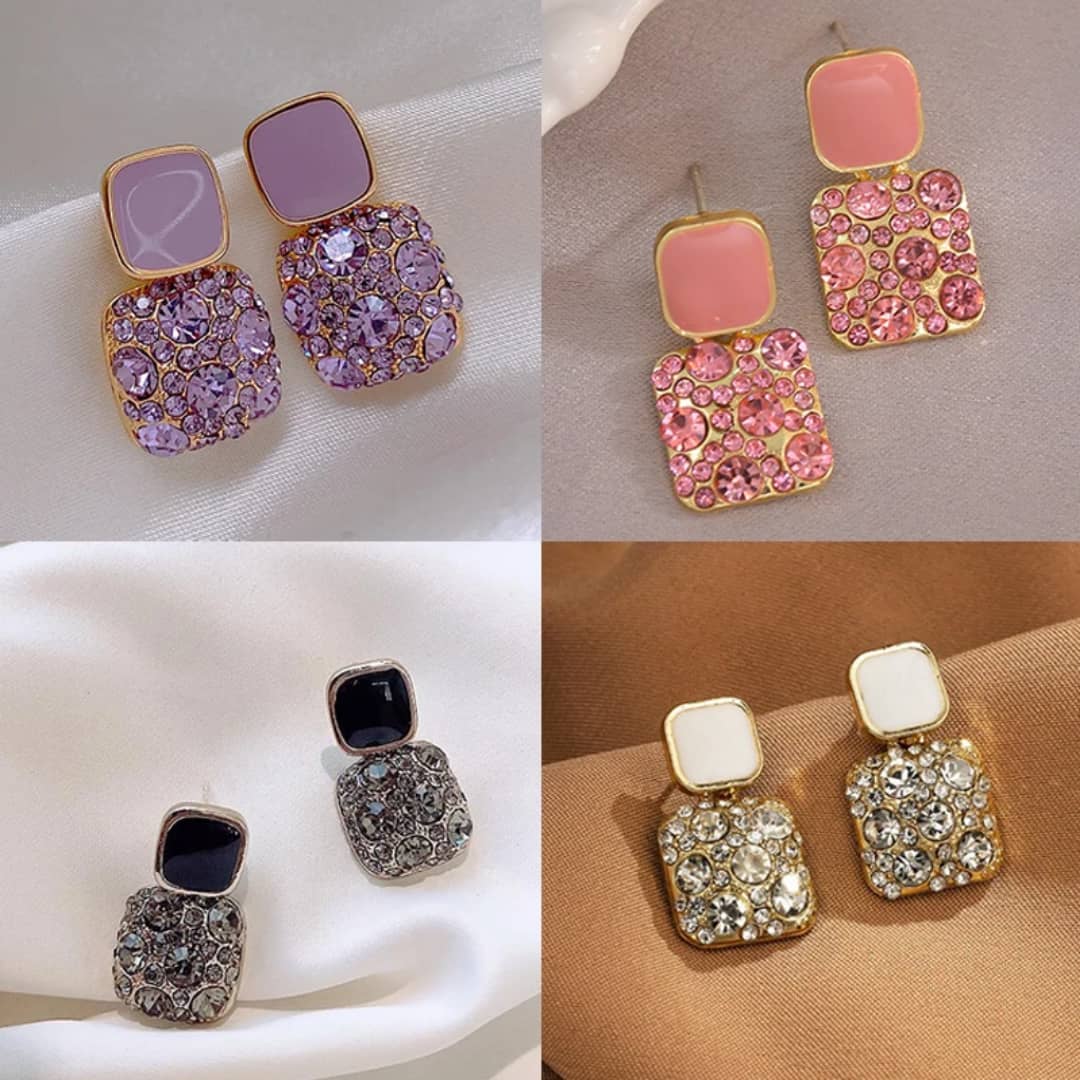 Crystal Square Stud Earrings