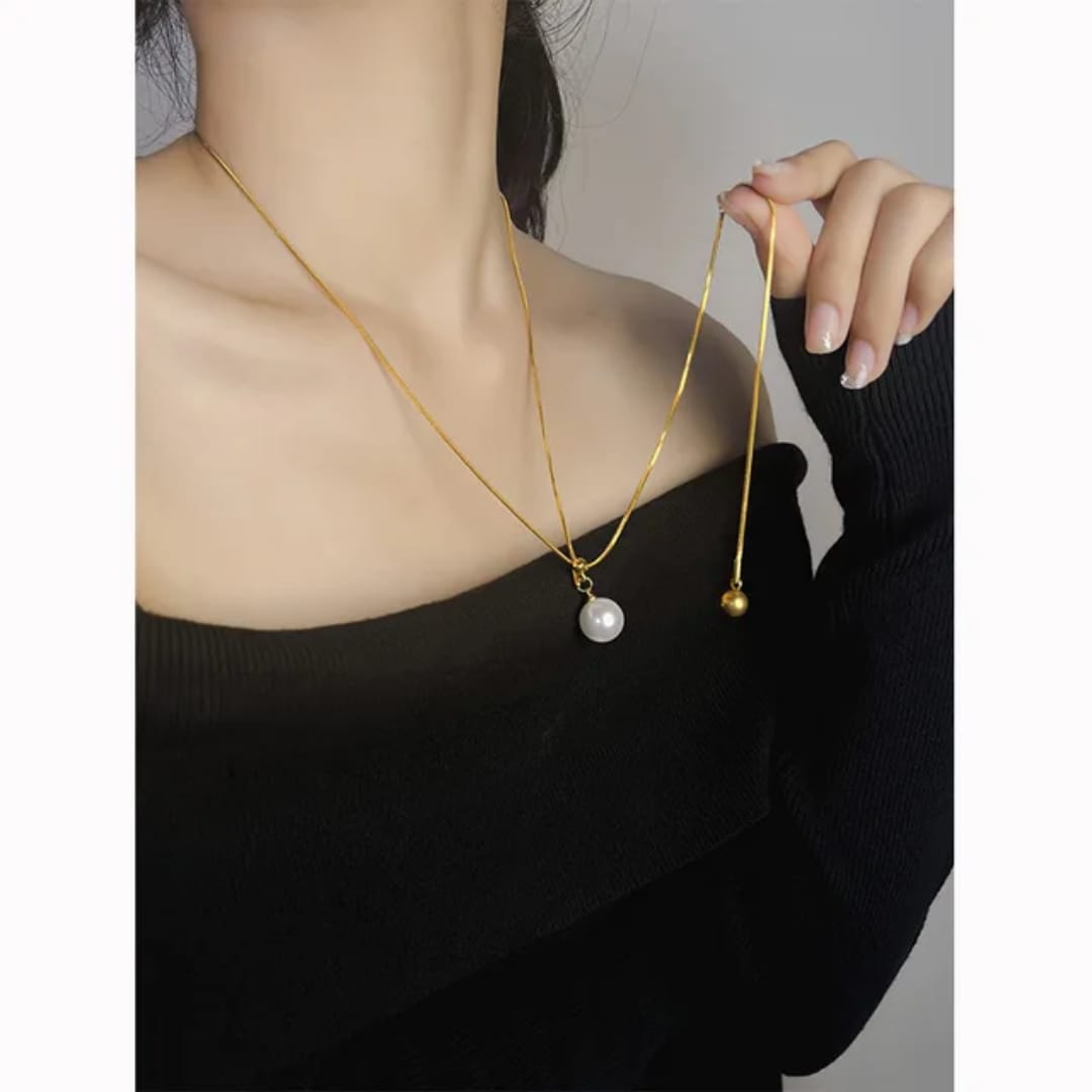Pearl Drop Snake Slider Necklace