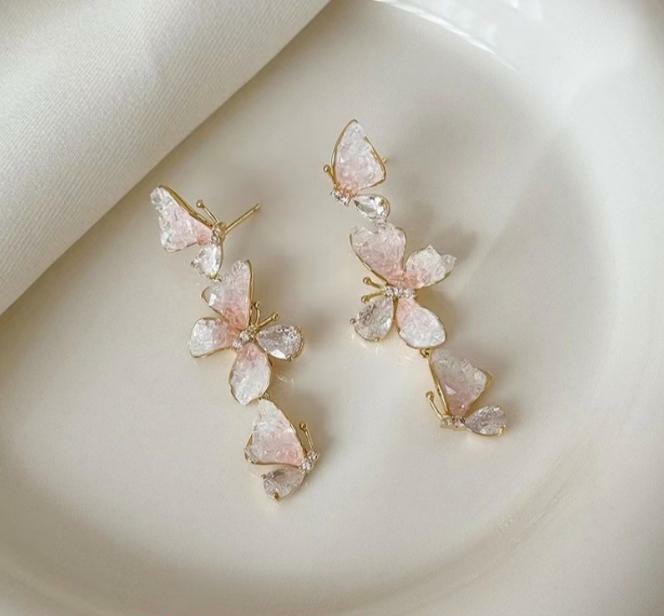 Pink Crystal Butterfly Drops