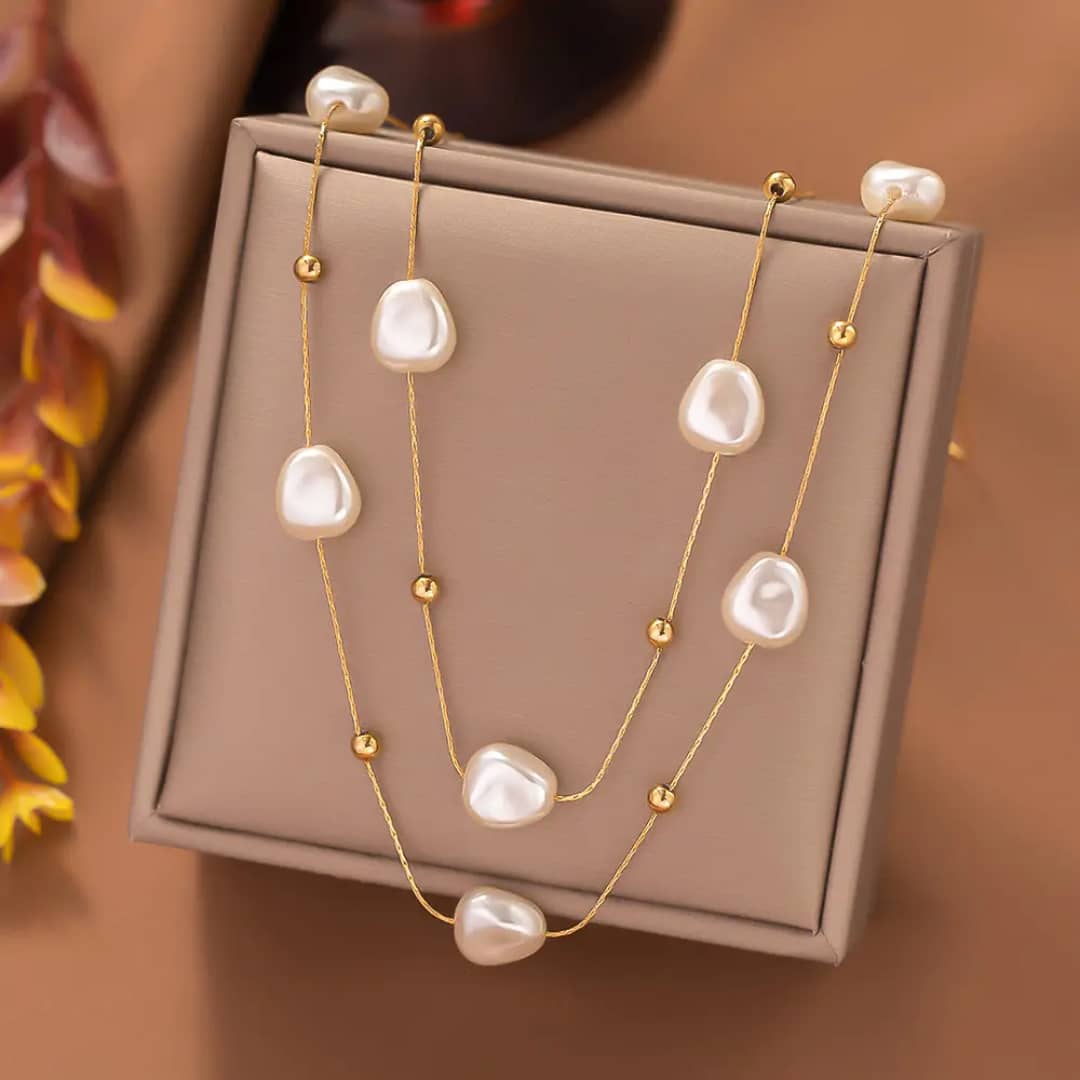 Baroque Pearl Station Necklace