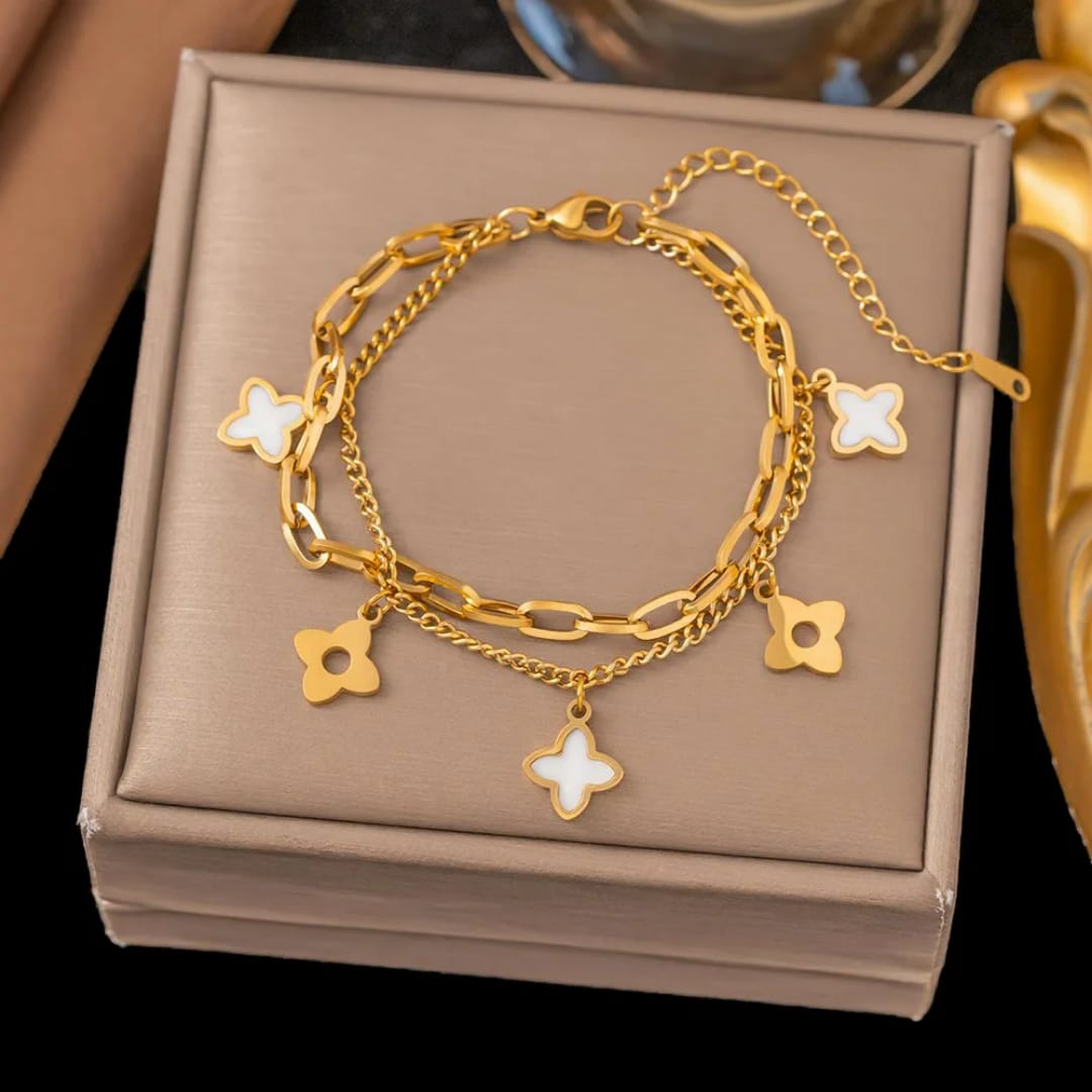 Clover Charm Layered Bracelet