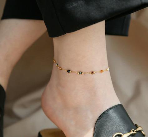 Rainbow Gem Chain Anklet
