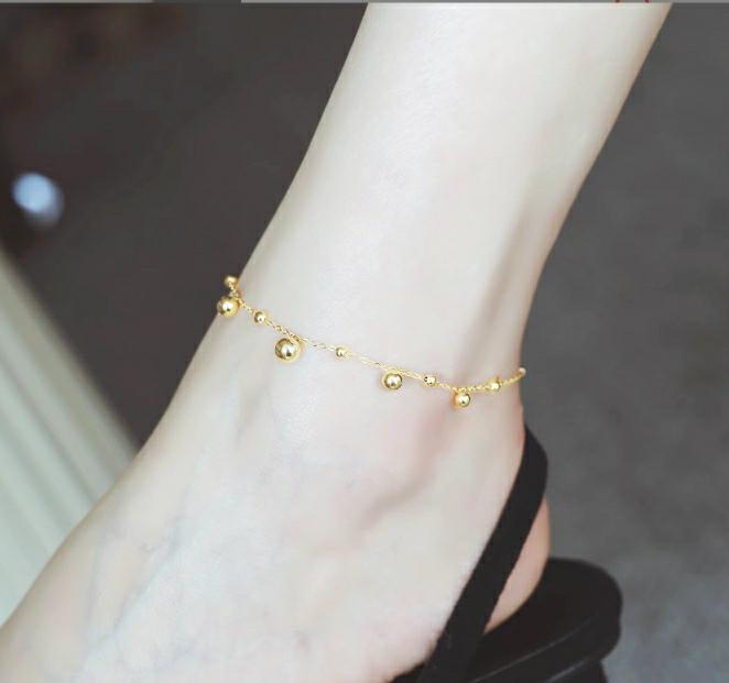Gold Bead Drop Anklet