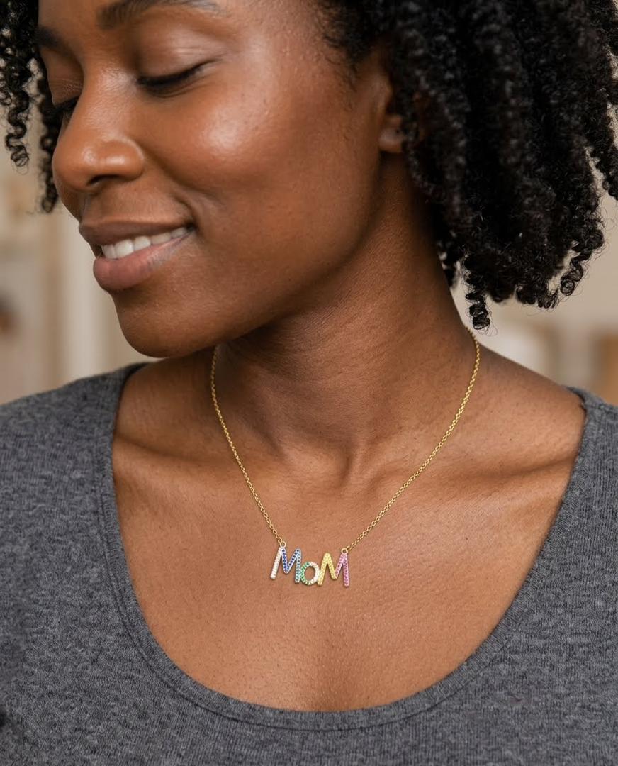 MOM Rainbow Letter Necklace