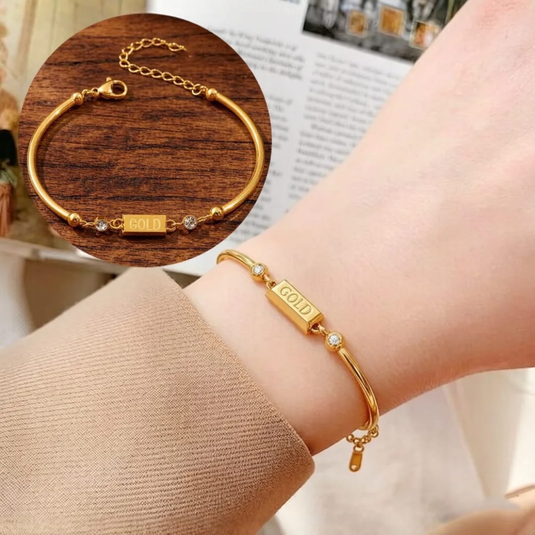 Gold Bar Bangle Bracelet