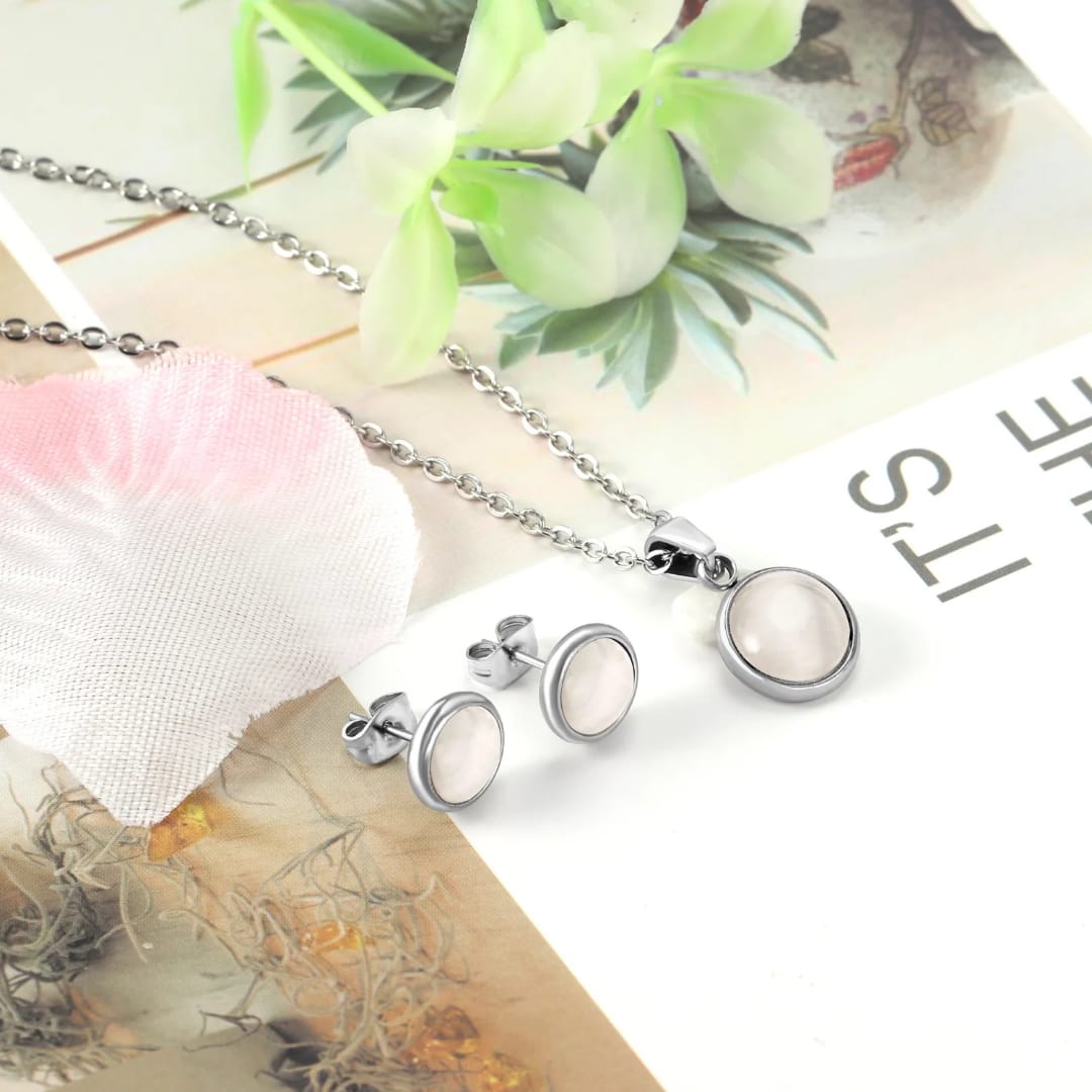 Silver Rose Quartz Set